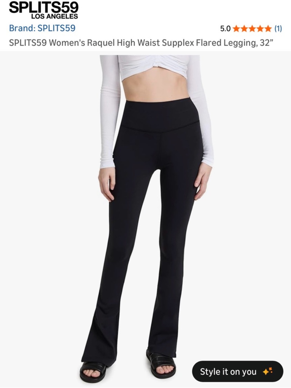 SPLITS59 Black High-Waist Flared Leggings
